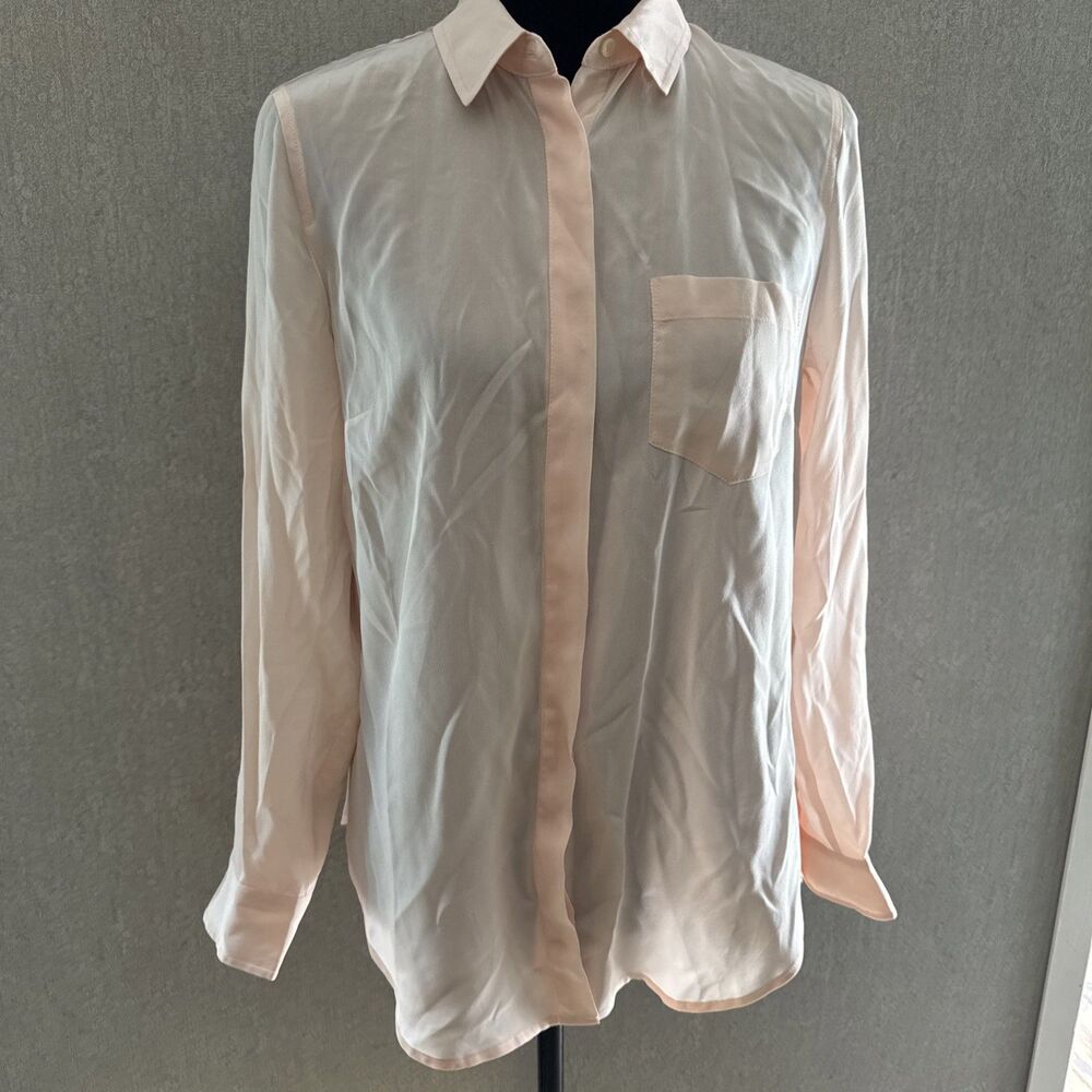 J CREW Women’s Pink LUCINDA Silk Long Sleeve Button Up Top Blouse Size 6